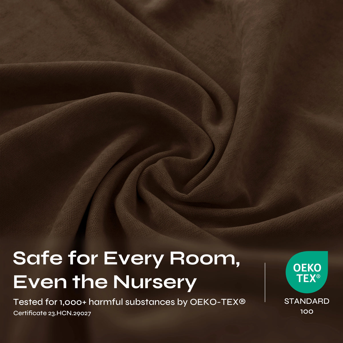 A close-up of draped brown fabric with a soft, slightly textured surface.