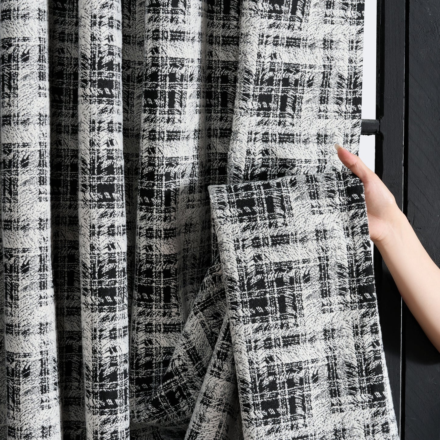 Latryn Textured Plaid Woven Curtains