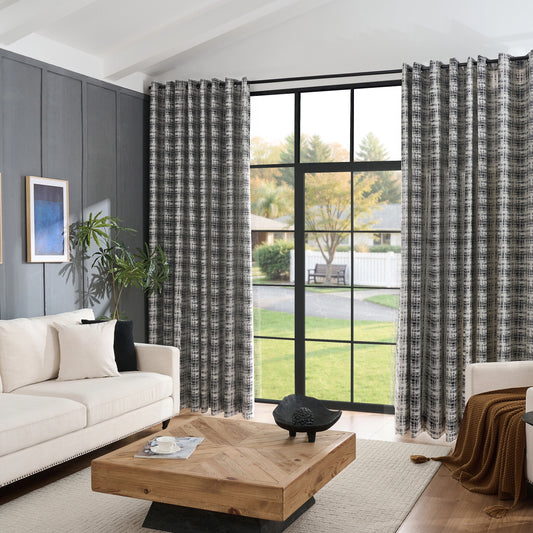 Latryn Textured Plaid Woven Curtains