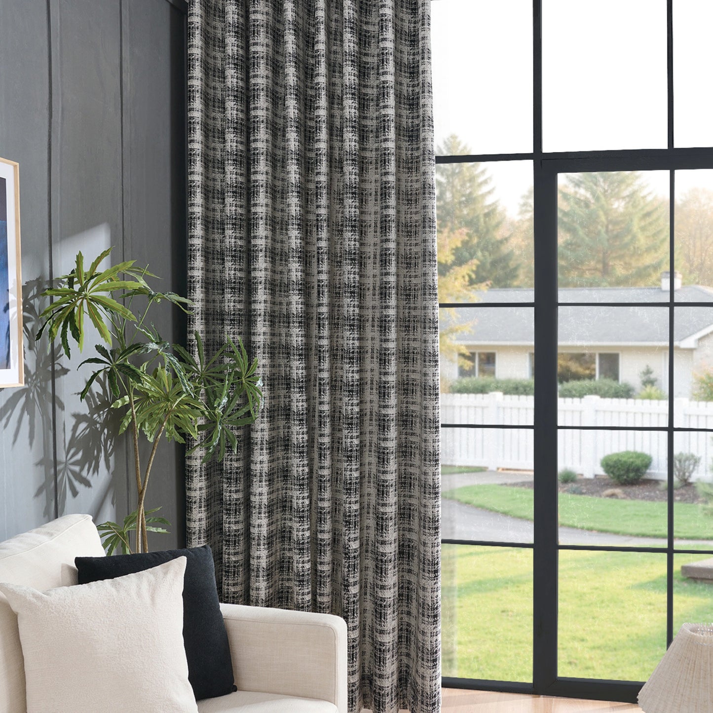 Latryn Textured Plaid Woven Curtains
