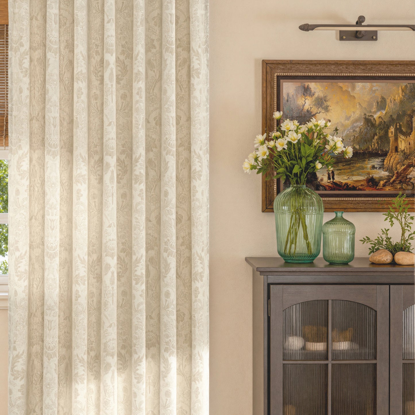 Mistora Natural Cotton Linen Botanical Curtains