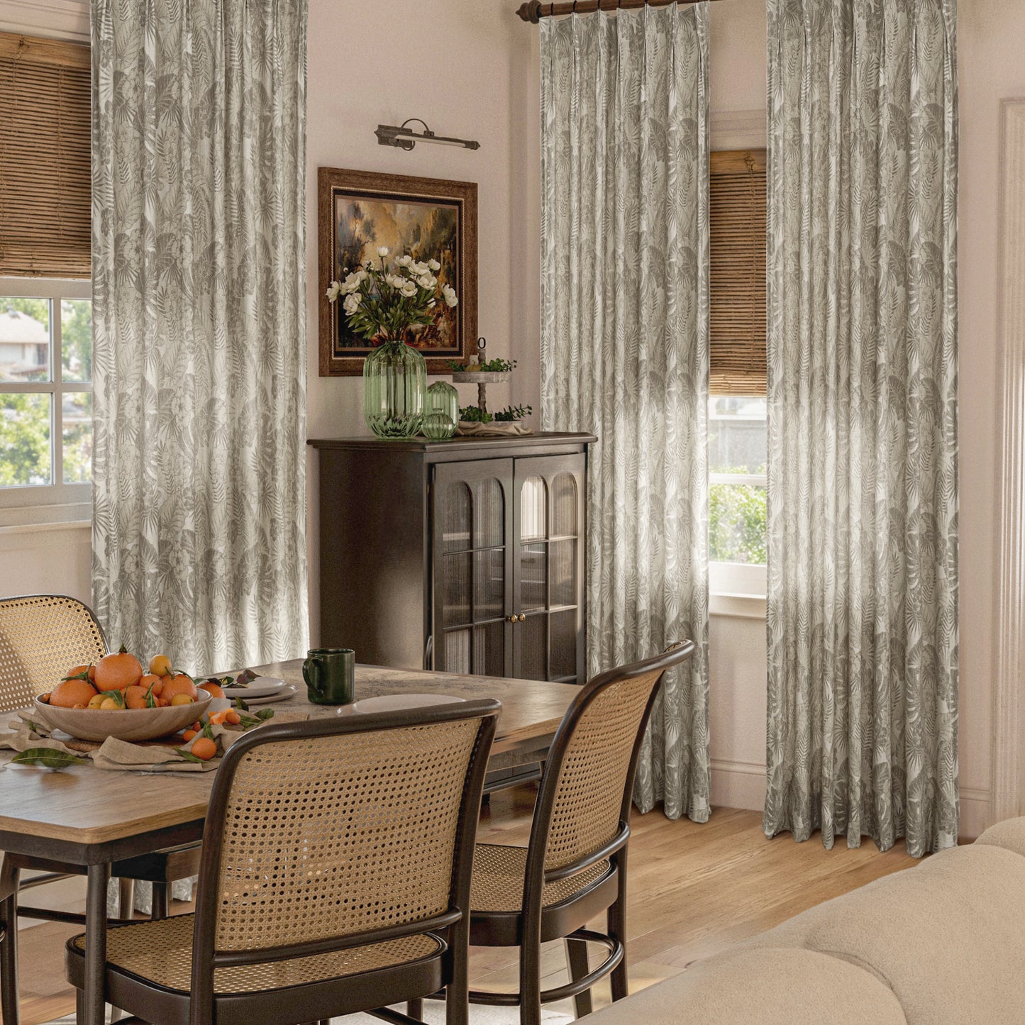 Mistora Natural Cotton Linen Botanical Curtains