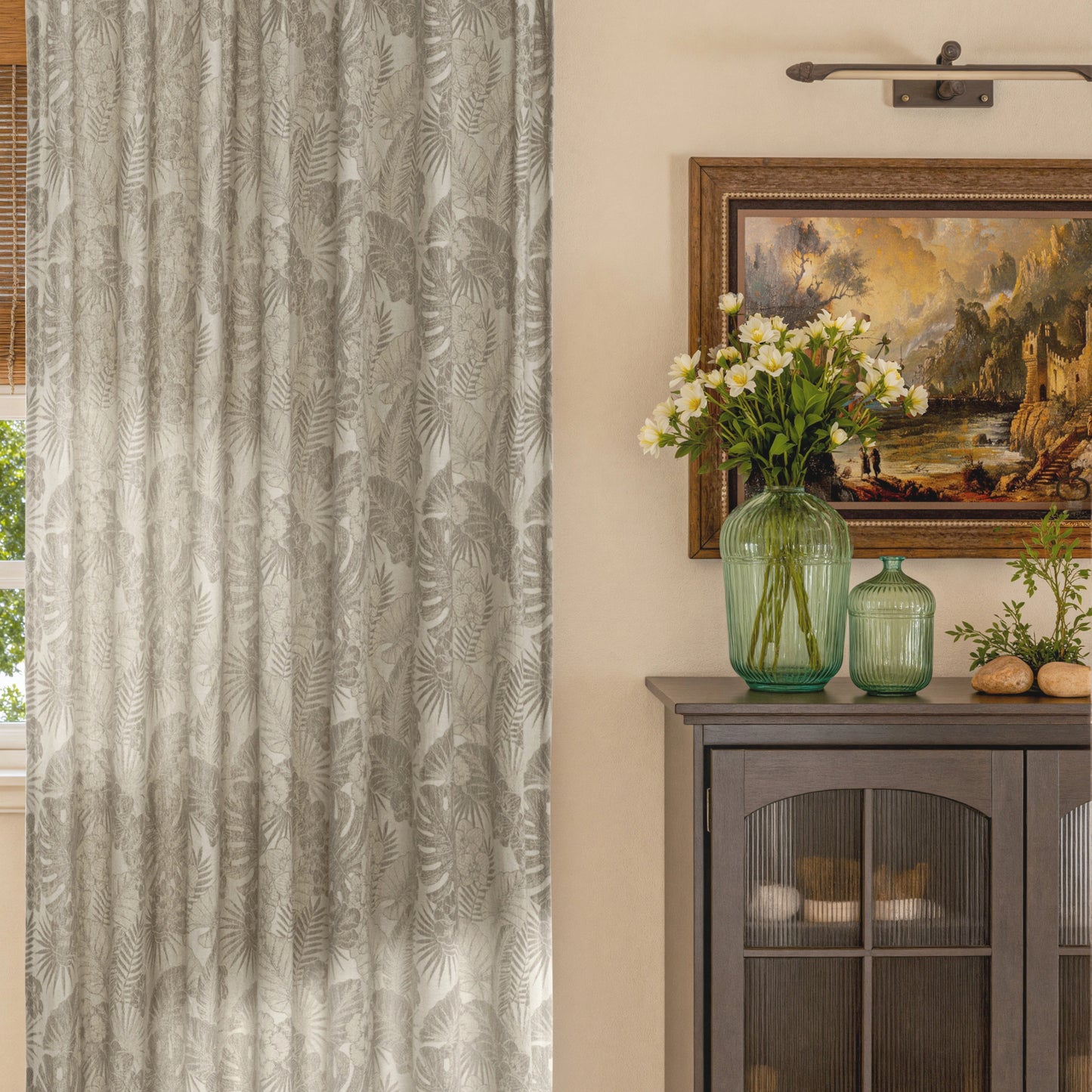 Mistora Natural Cotton Linen Botanical Curtains