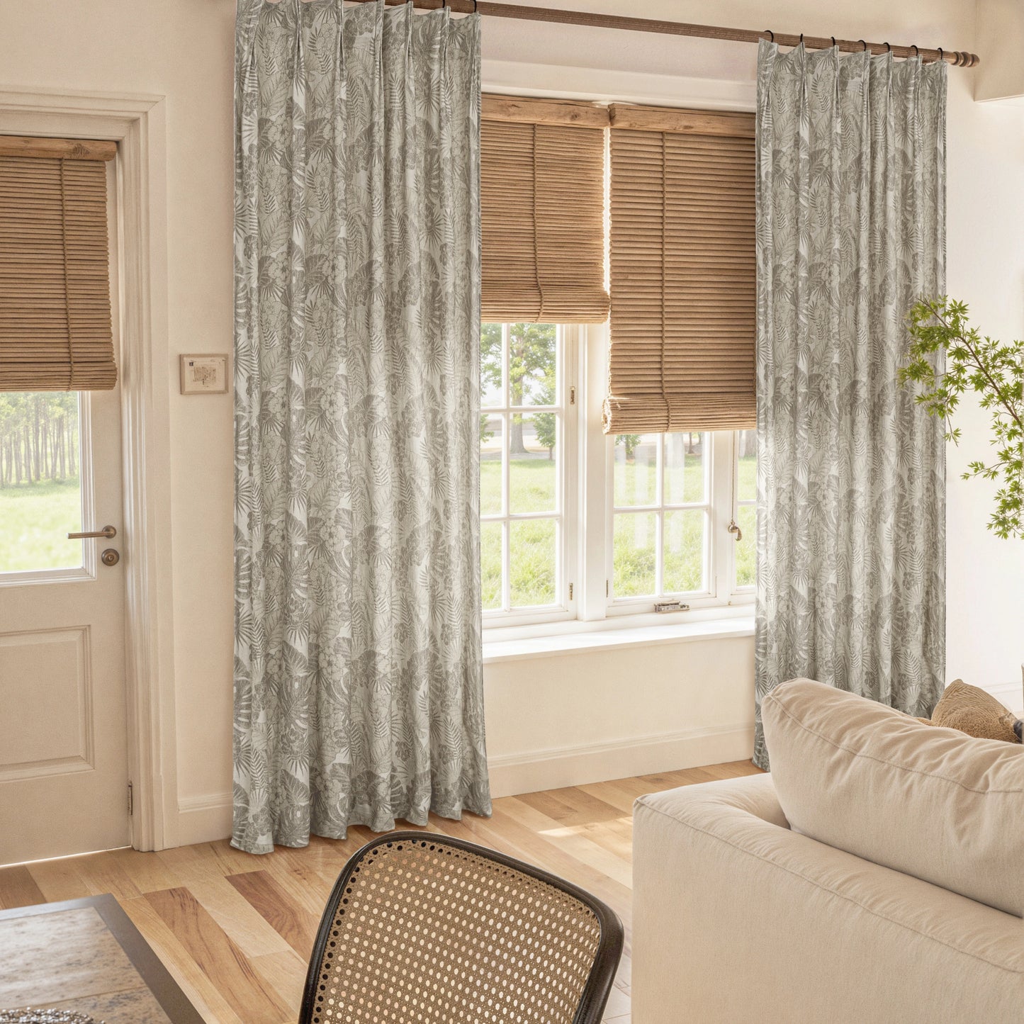 Mistora Natural Cotton Linen Botanical Curtains