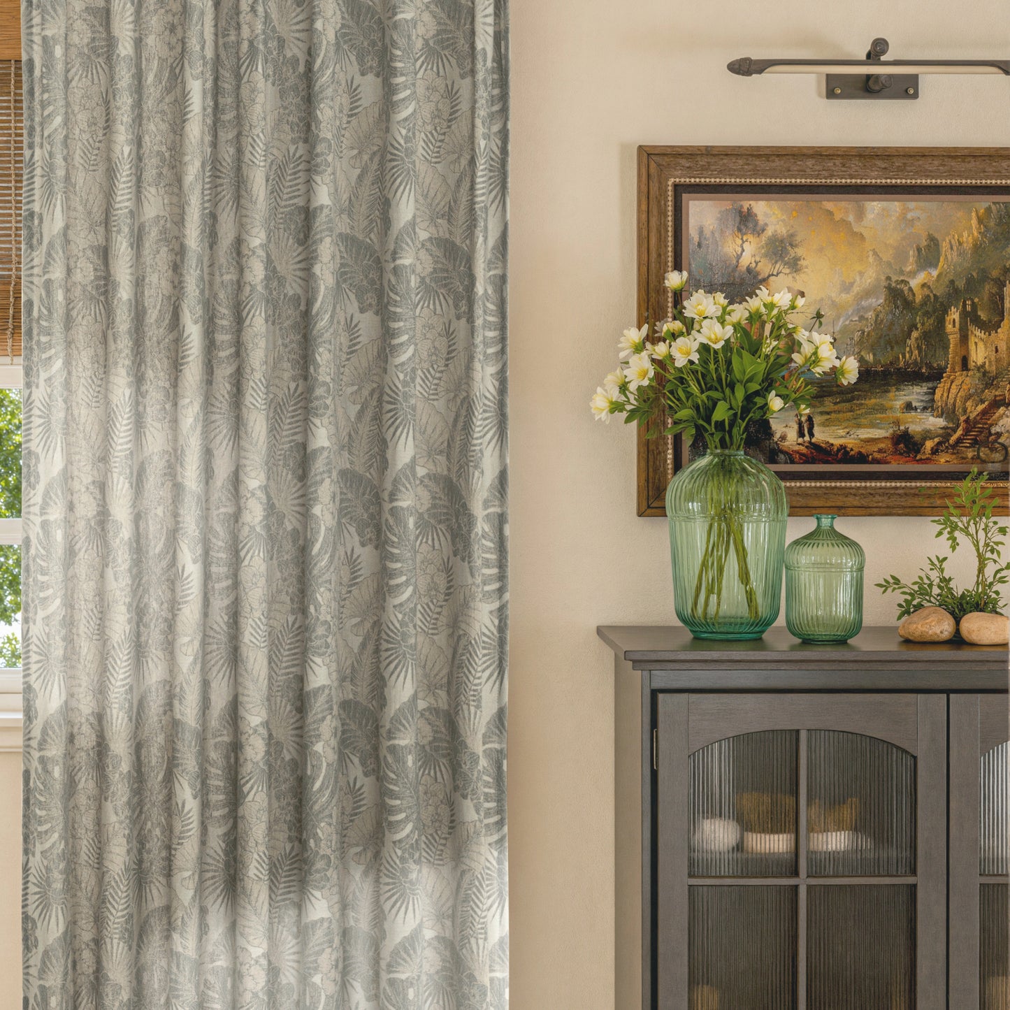 Mistora Natural Cotton Linen Botanical Curtains