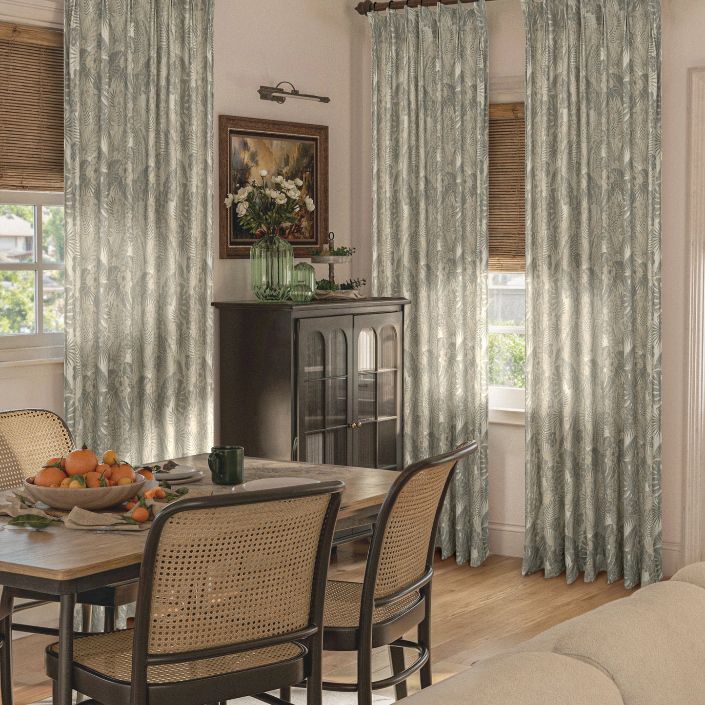 Mistora Natural Cotton Linen Botanical Curtains