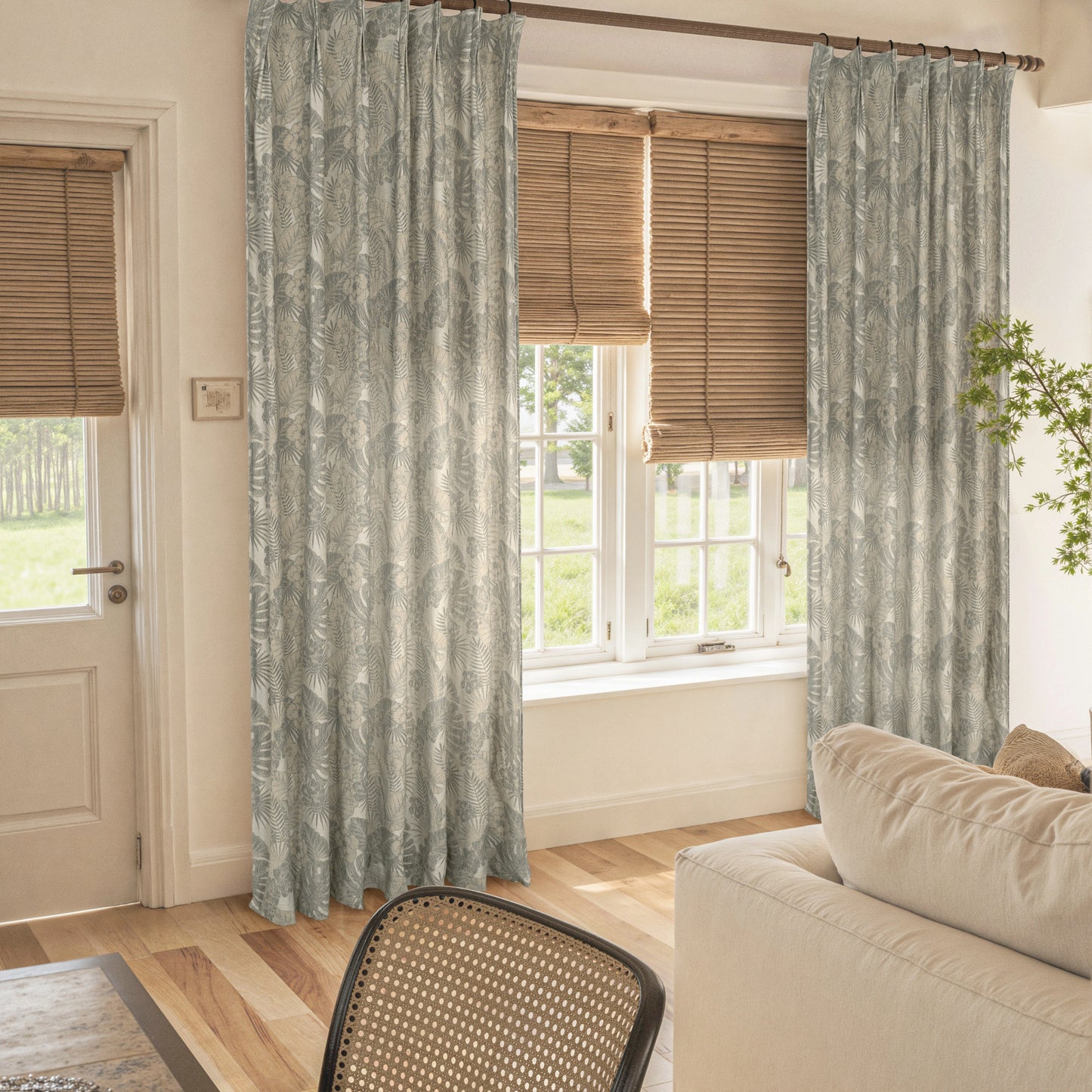 Mistora Natural Cotton Linen Botanical Curtains