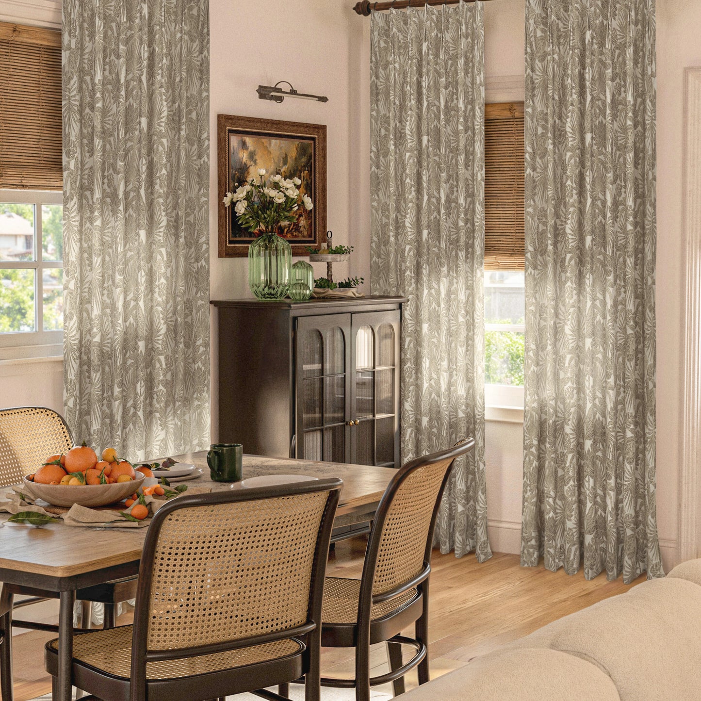 Mistora Natural Cotton Linen Botanical Curtains