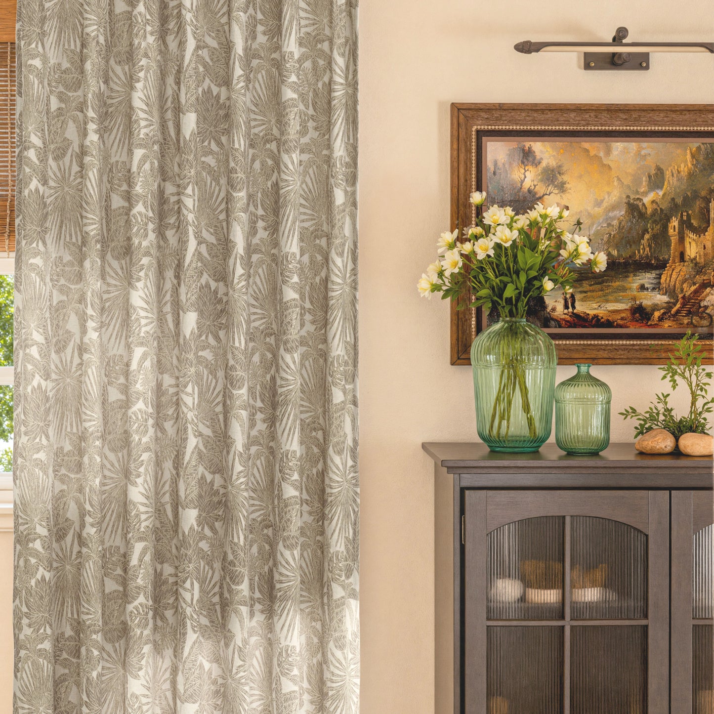 Mistora Natural Cotton Linen Botanical Curtains