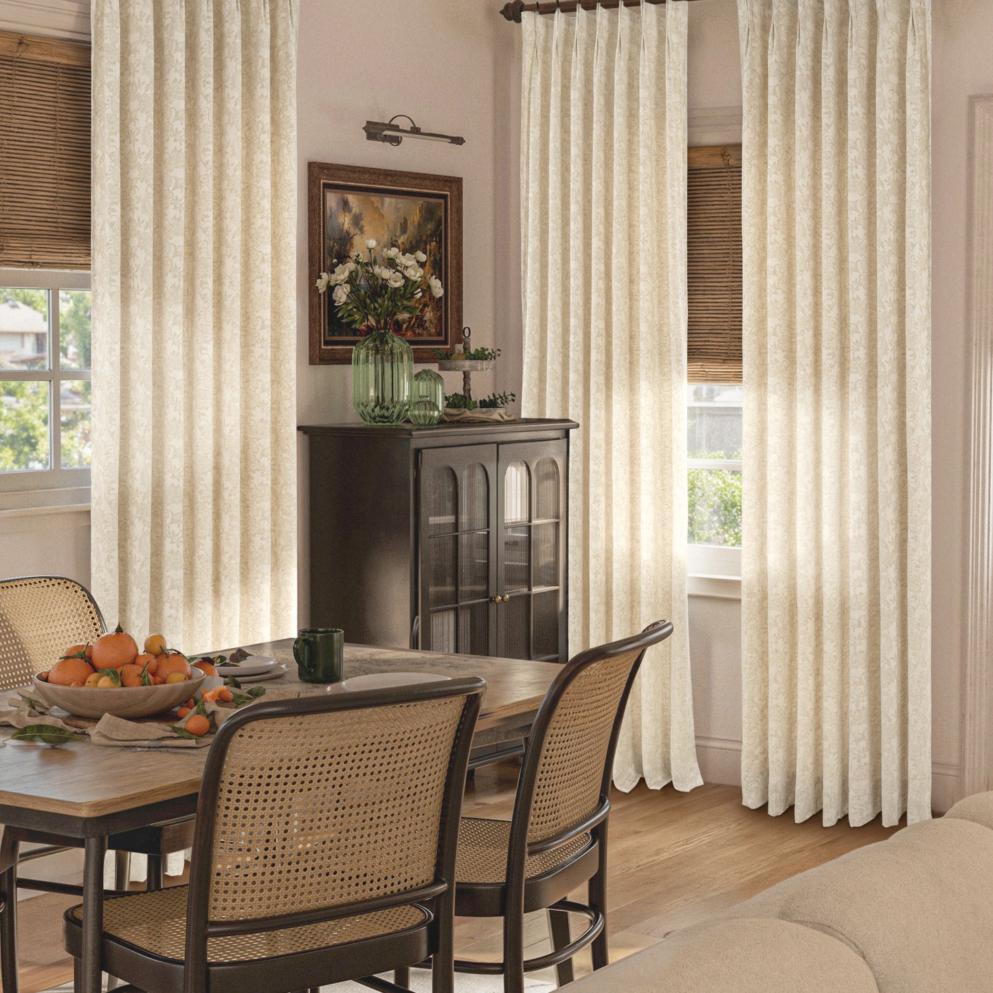 Mistora Natural Cotton Linen Botanical Curtains