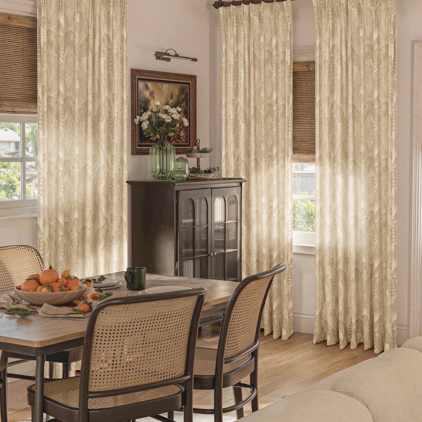 Mistora Natural Cotton Linen Botanical Curtains