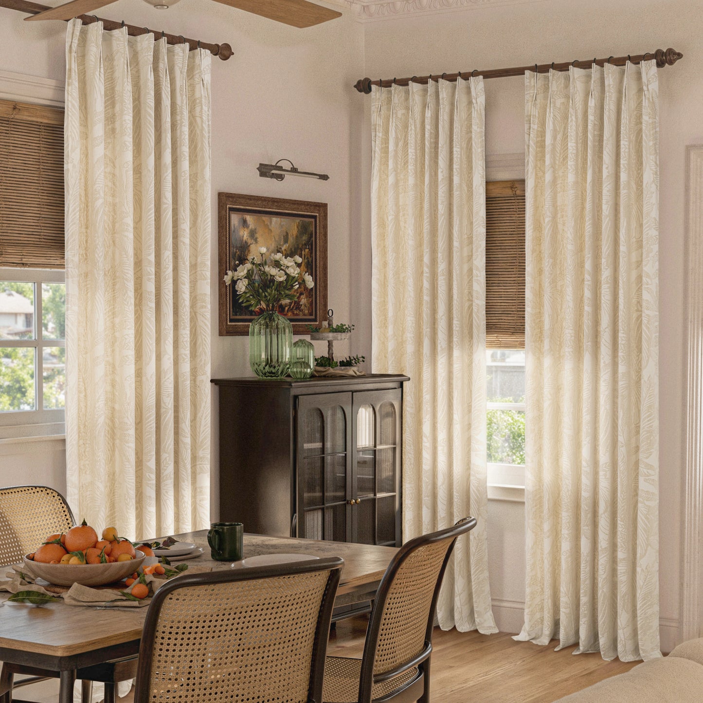 Mistora Natural Cotton Linen Botanical Curtains