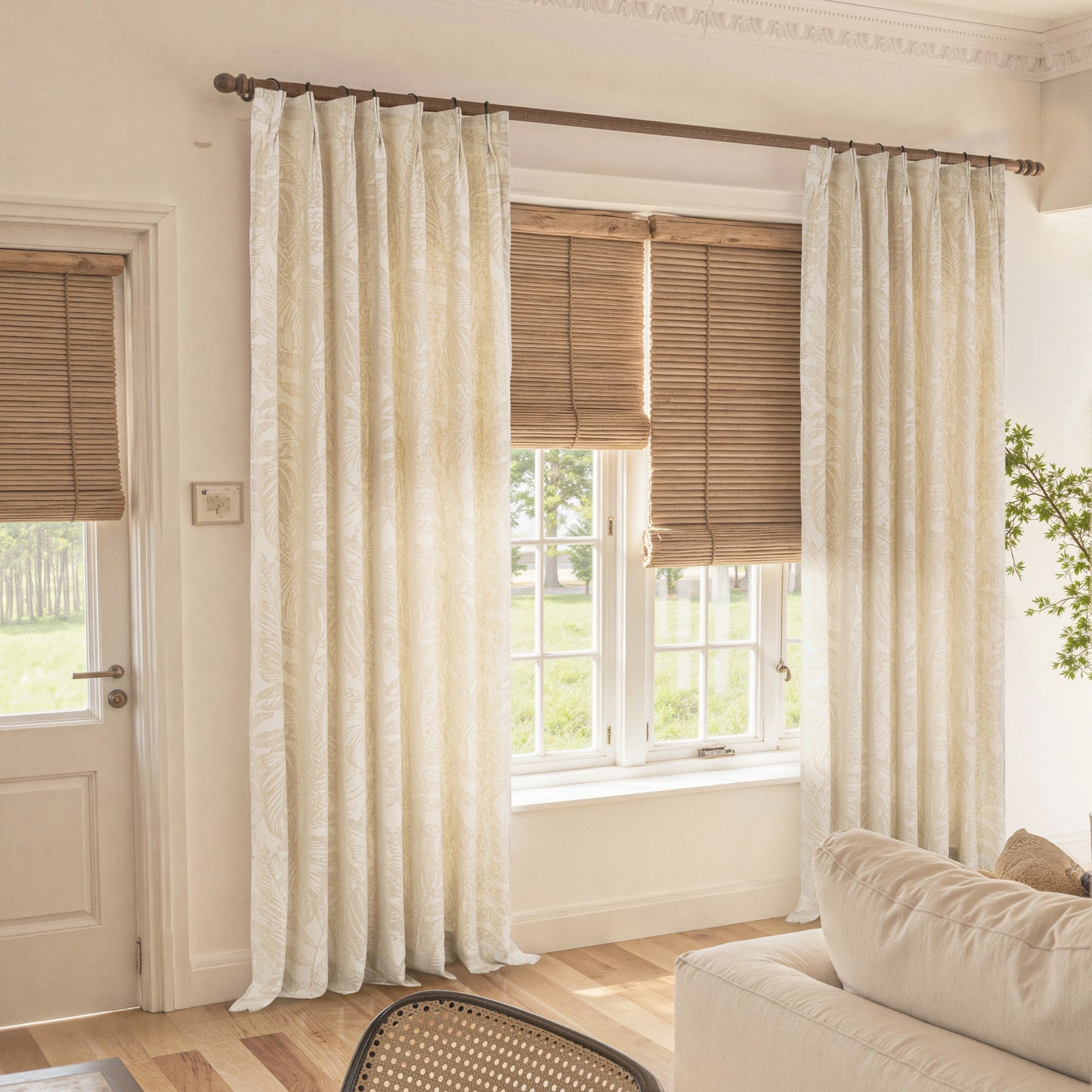 Mistora Natural Cotton Linen Botanical Curtains