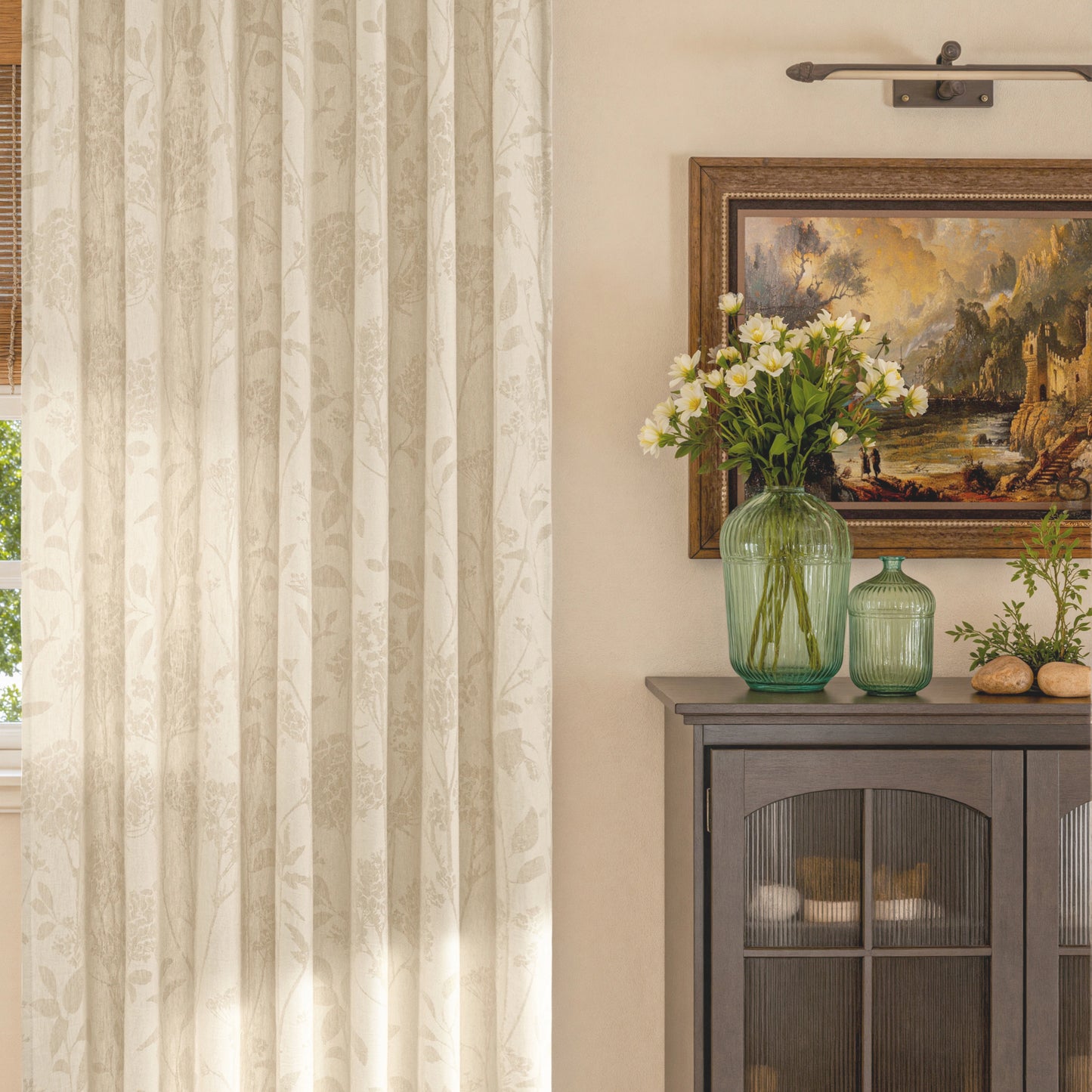 Mistora Natural Cotton Linen Botanical Curtains