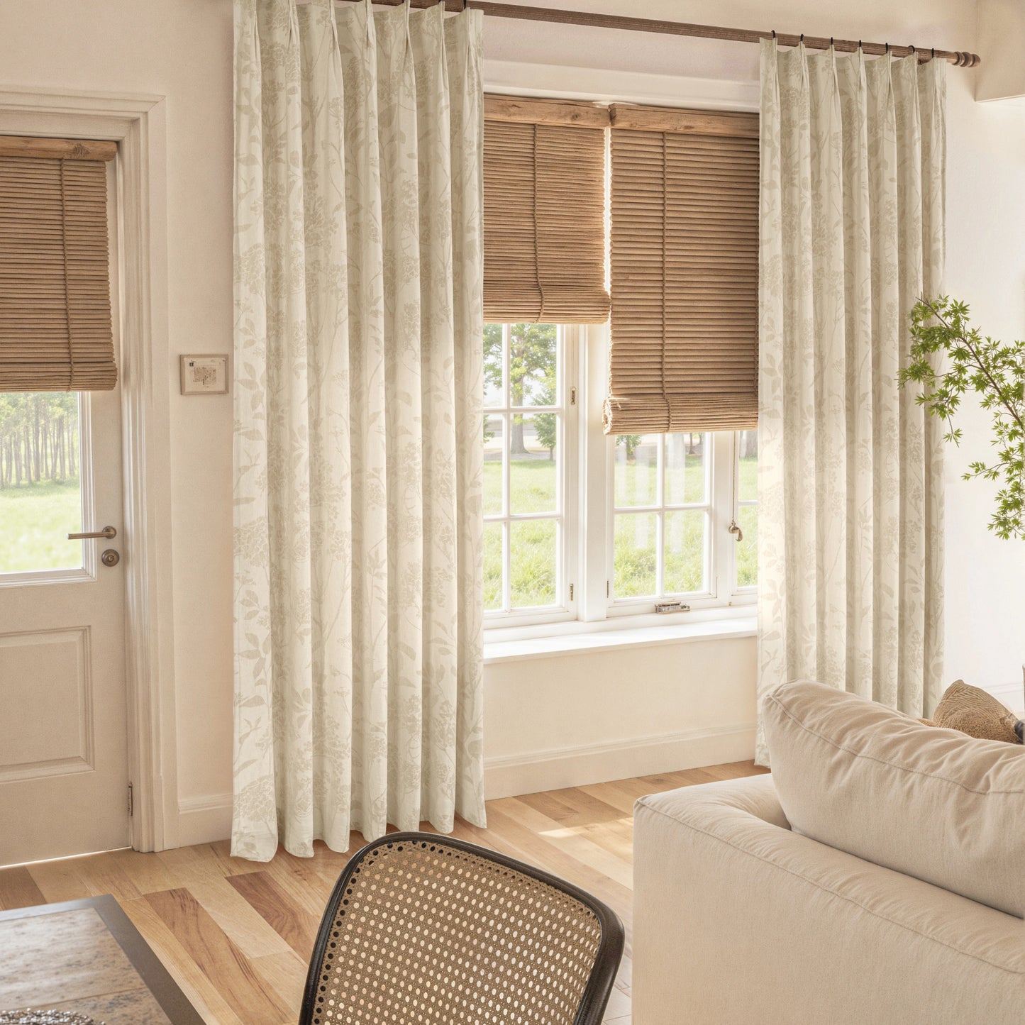 Mistora Natural Cotton Linen Botanical Curtains