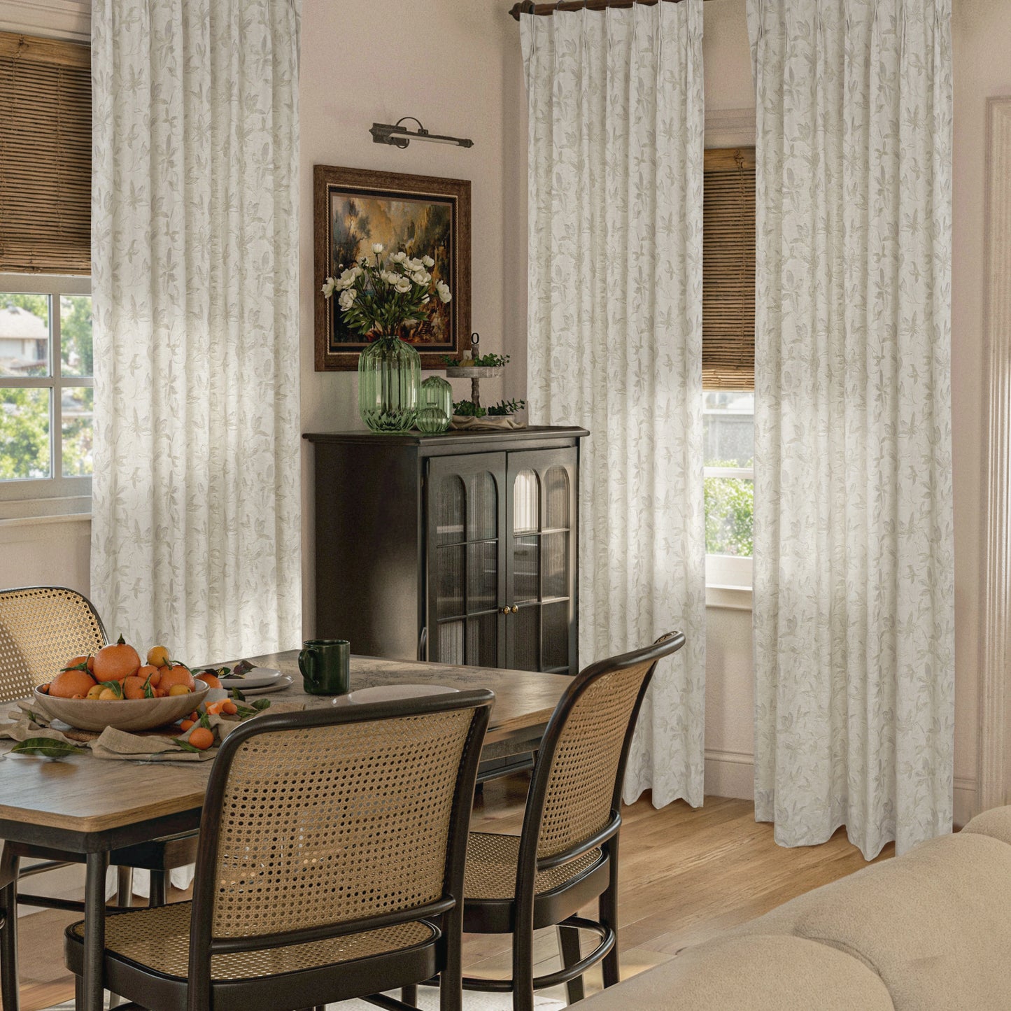 Mistora Natural Cotton Linen Botanical Curtains