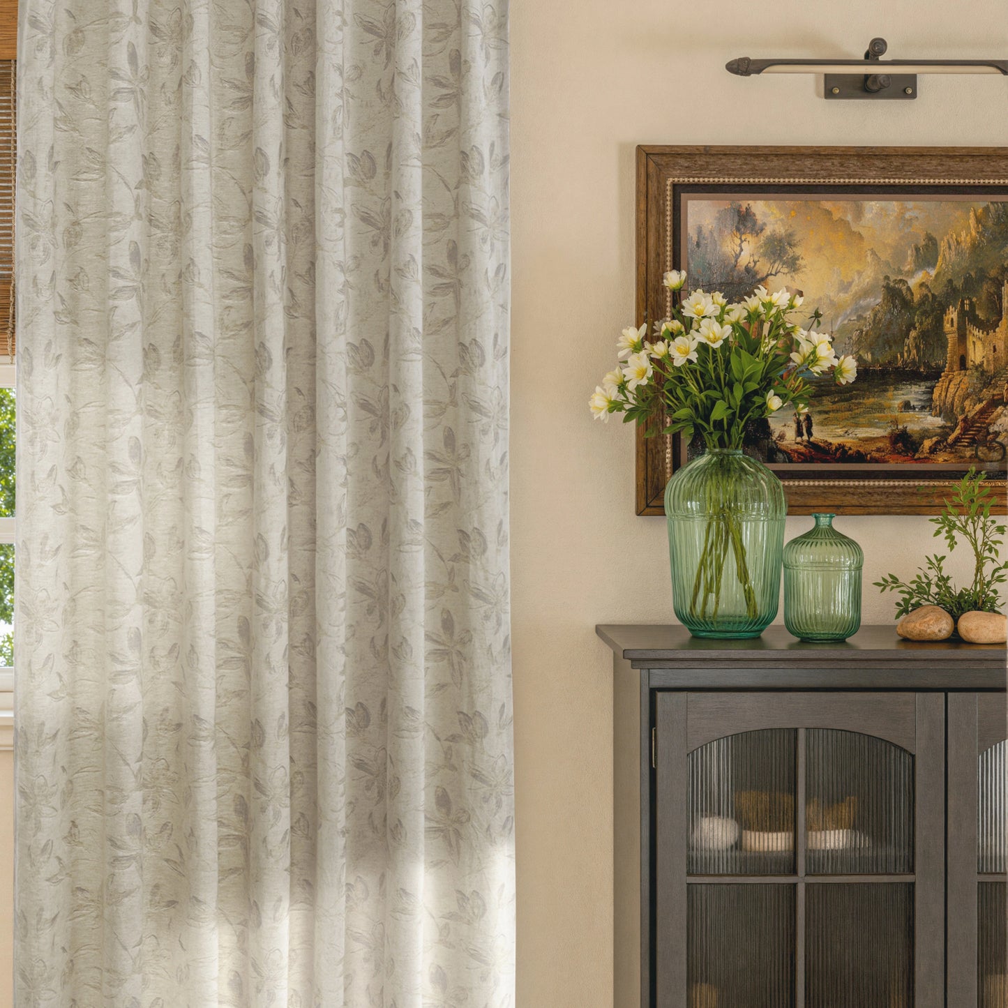 Mistora Natural Cotton Linen Botanical Curtains