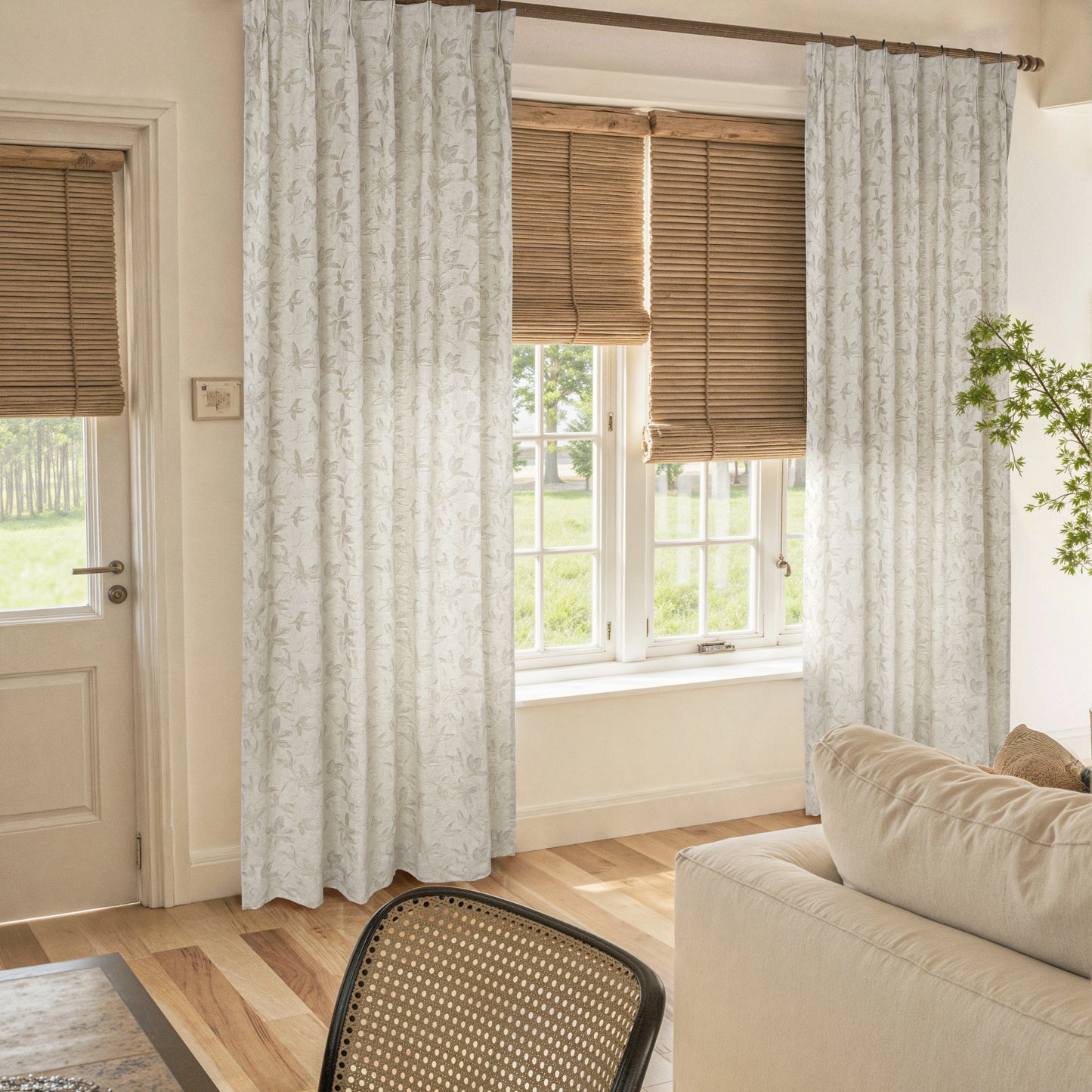 Mistora Natural Cotton Linen Botanical Curtains