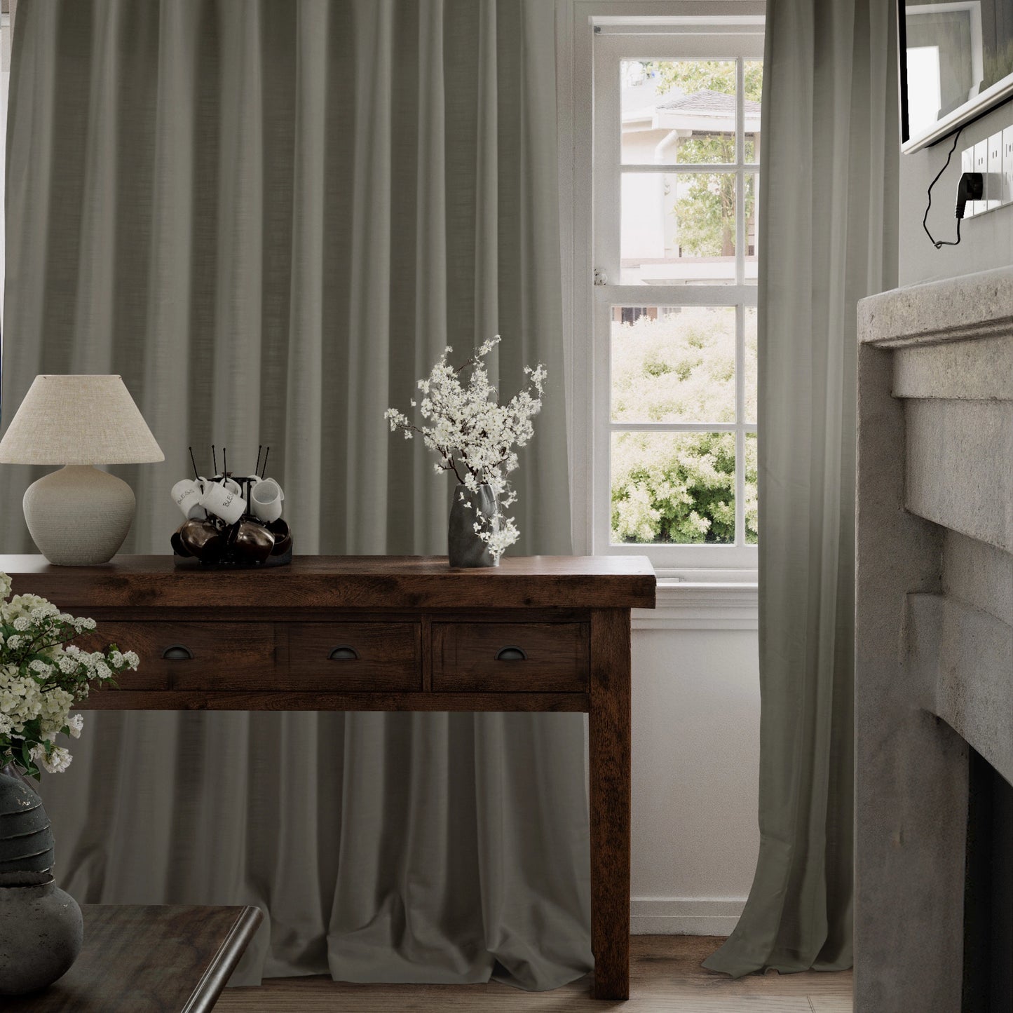 Averra Flame Retardant Linen Look Curtains