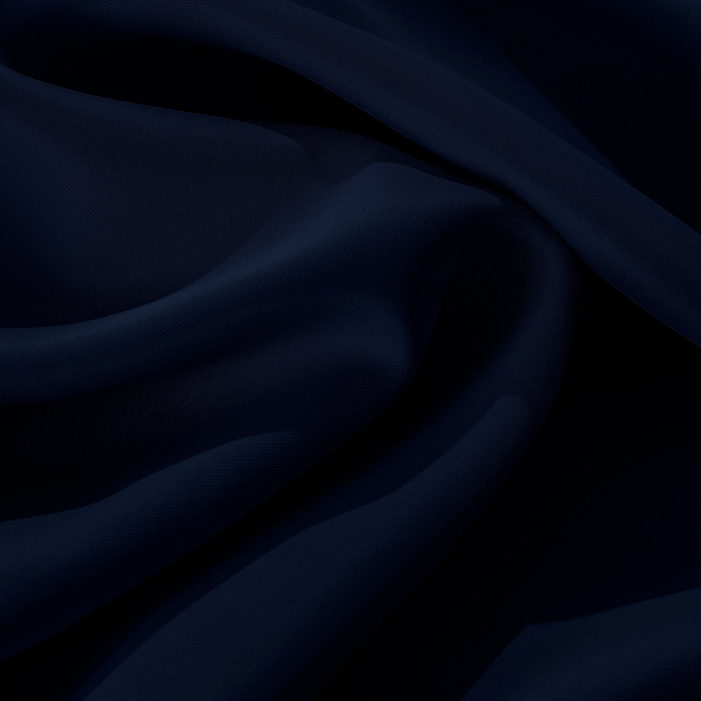 Close-up of flame-retardant classic navy curtain fabric, soft textured thermal insulated material