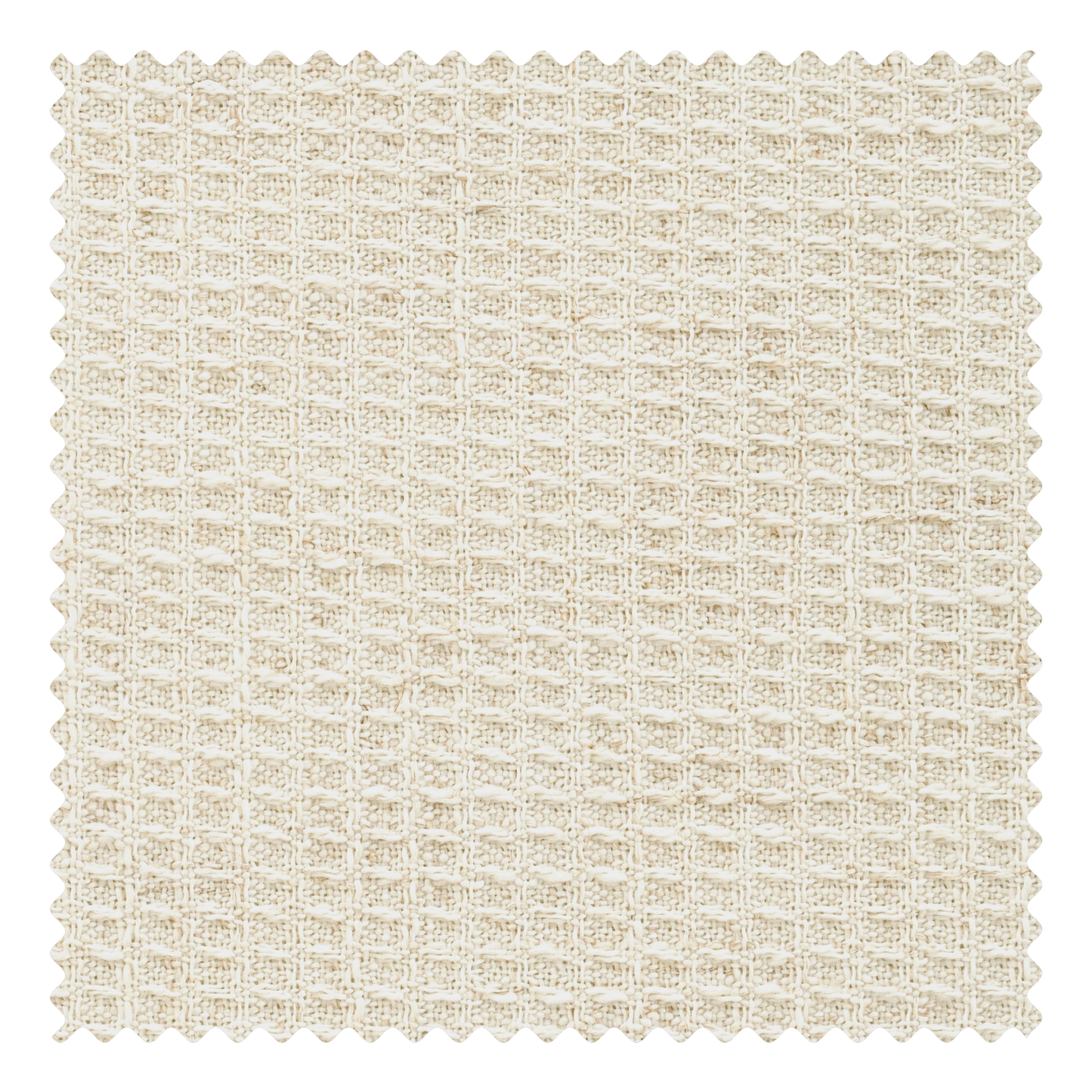 Linen fabric swatch with boucle style weave and a richly textured surface in a natural tone