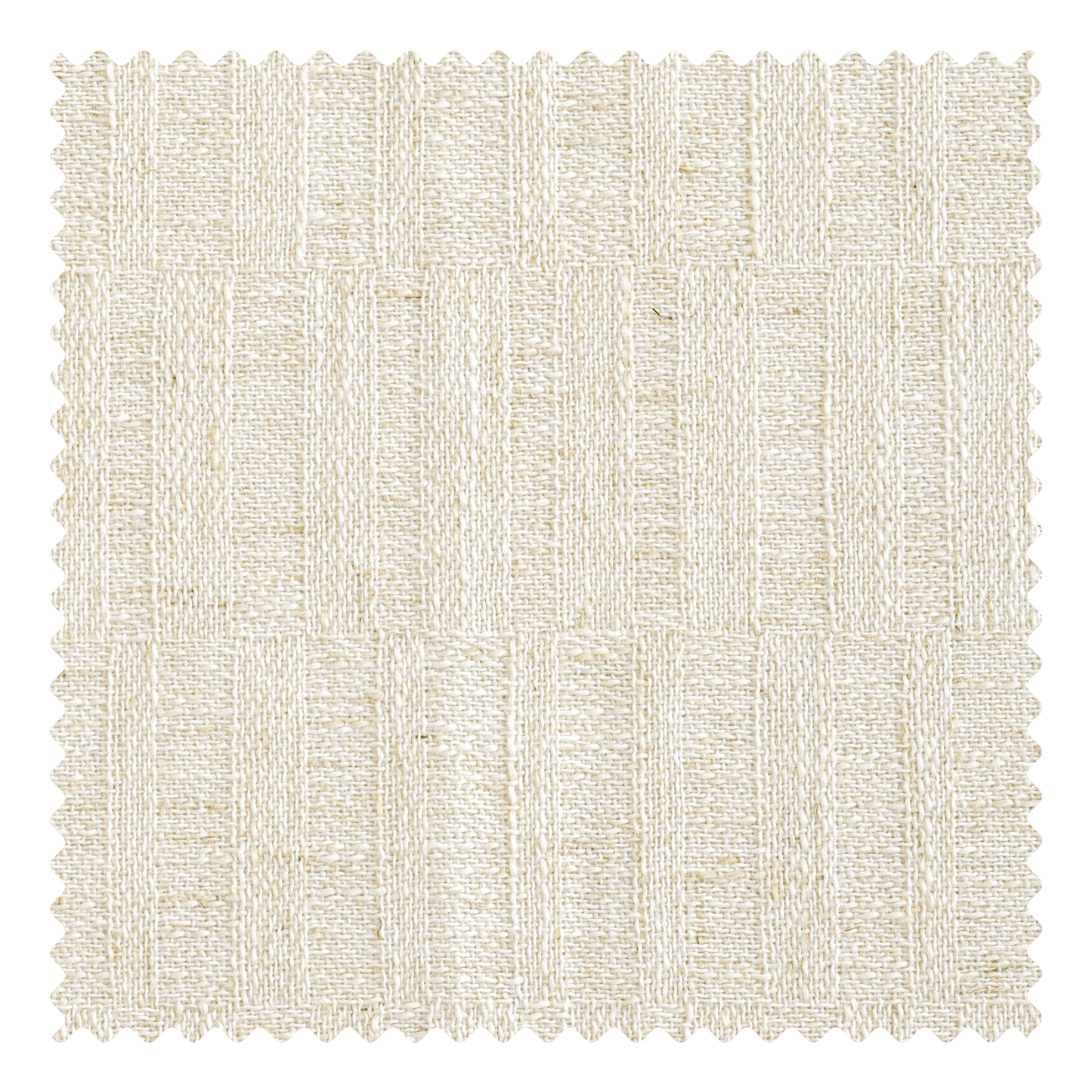 Linen fabric swatch featuring a vertical grid block pattern with a clean structured texture