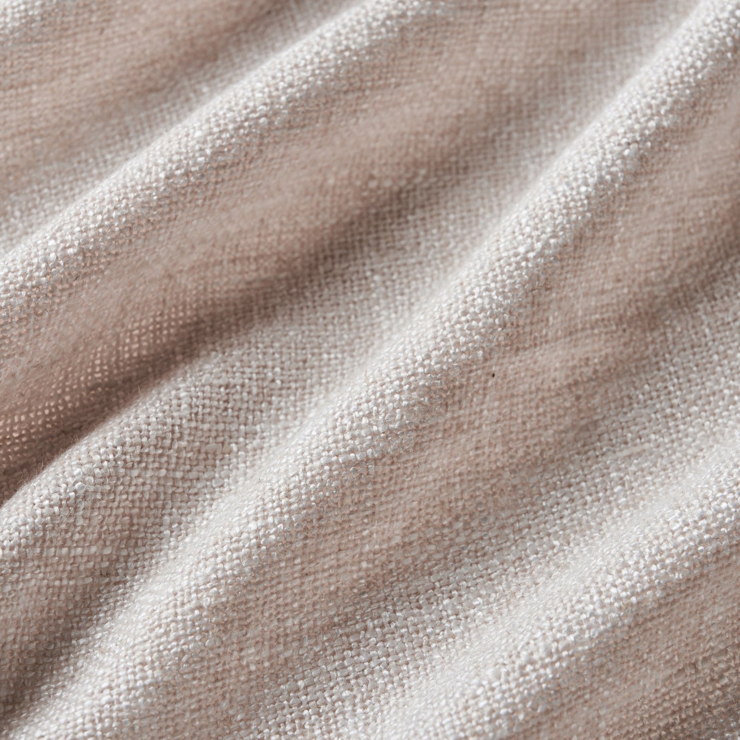 Rose beige poly-viscose-linen blend curtain detail showing fabric texture.