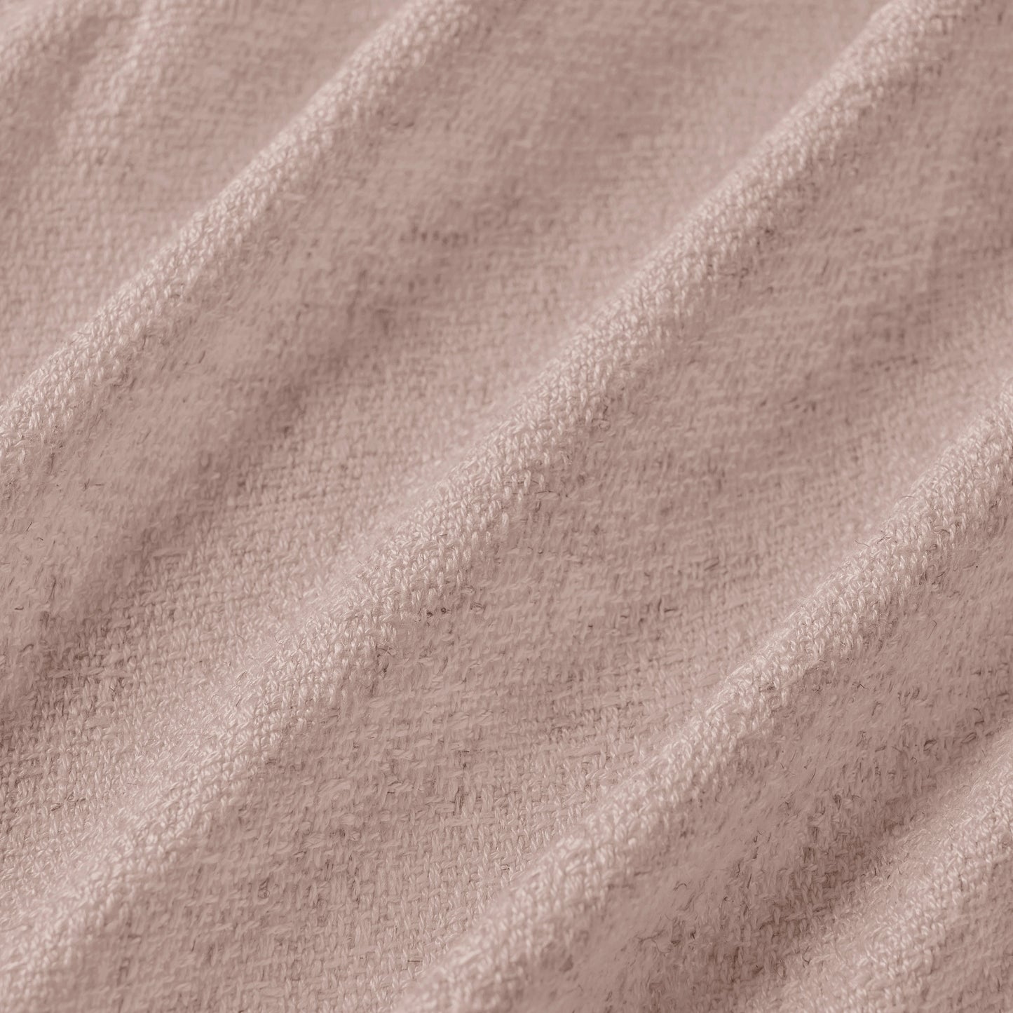 Pale pink curtain detail in viscose-polyester-linen blend with soft, natural woven texture, ideal for curtains or décor.