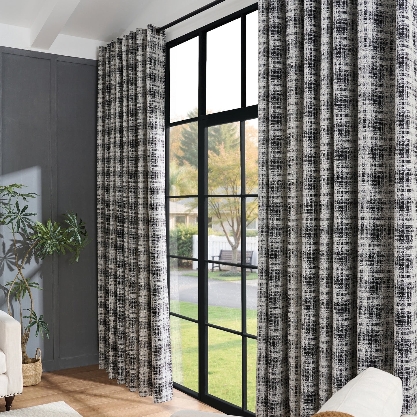 Latryn Textured Plaid Woven Curtains